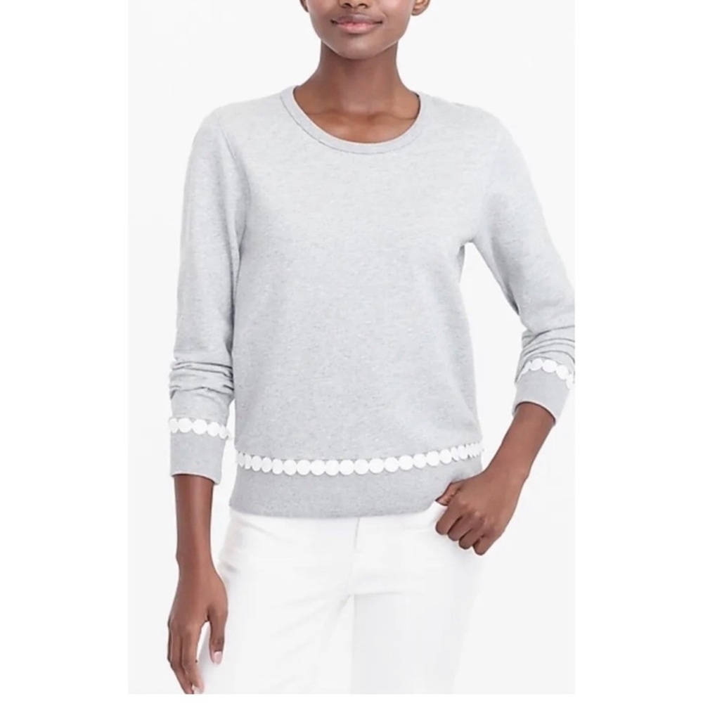 J. Crew Womens Pom Pom Gray Sweatshirt Pullover M -H8189